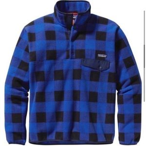 Blue Plaid Patagonia Synchilla Fleece Pullover